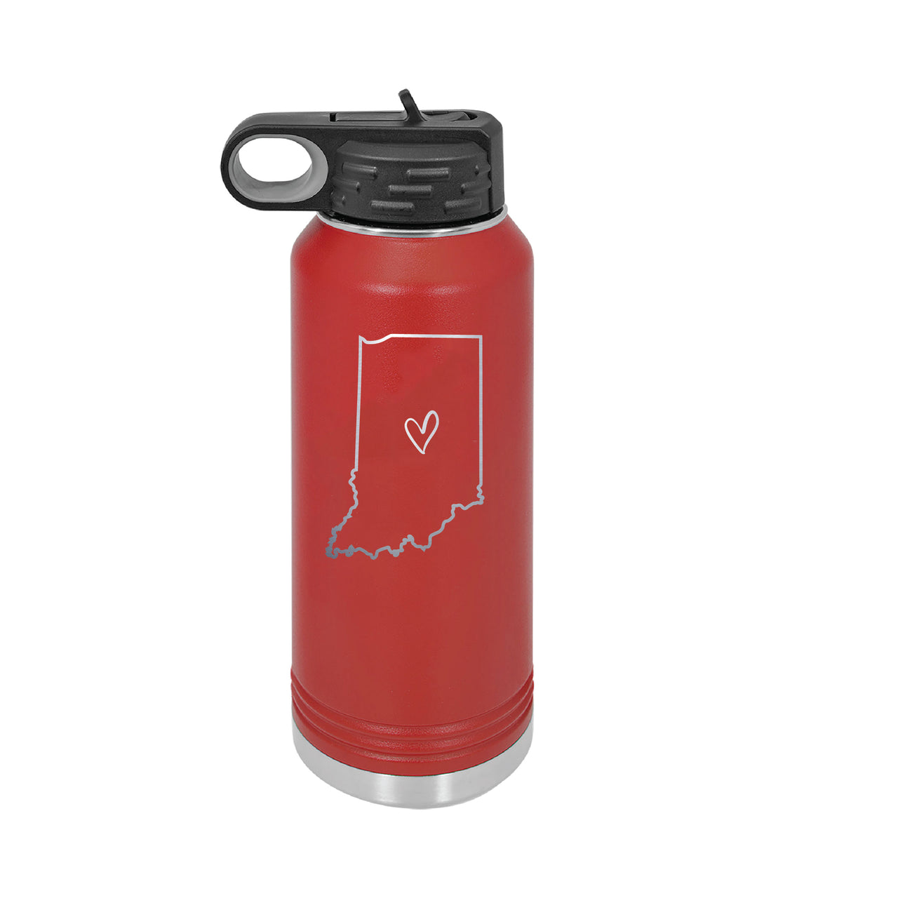 32oz Water Bottle - Indiana Heart