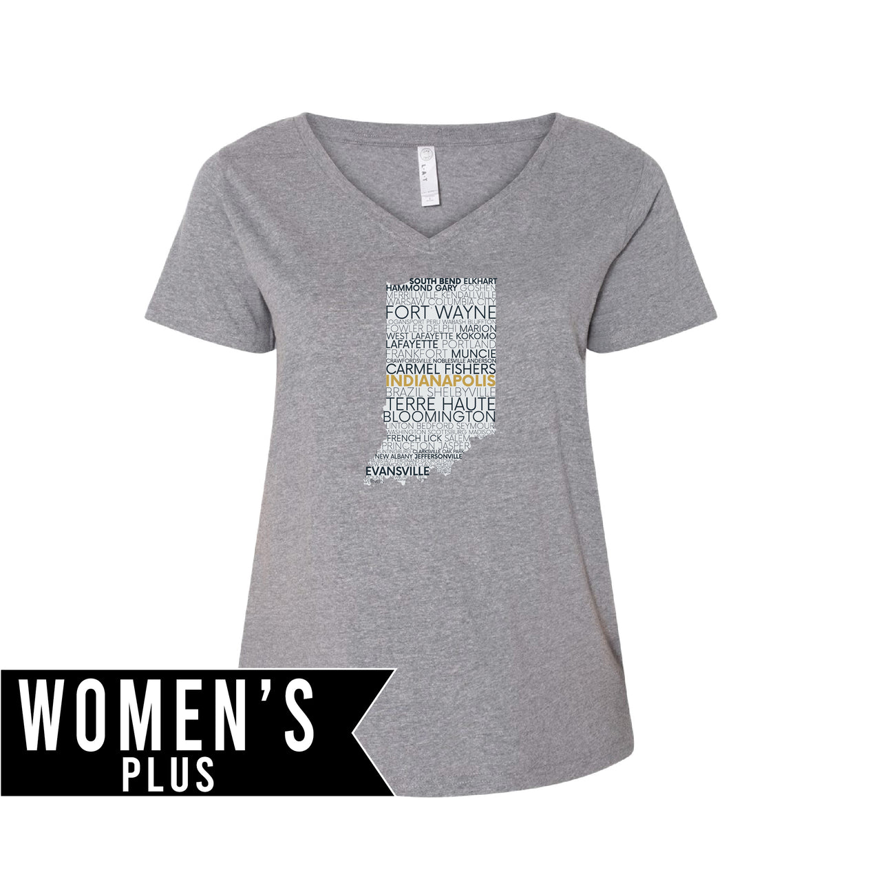 Plus Size Women's Premium Jersey V-Neck Tee - Indiana Cities