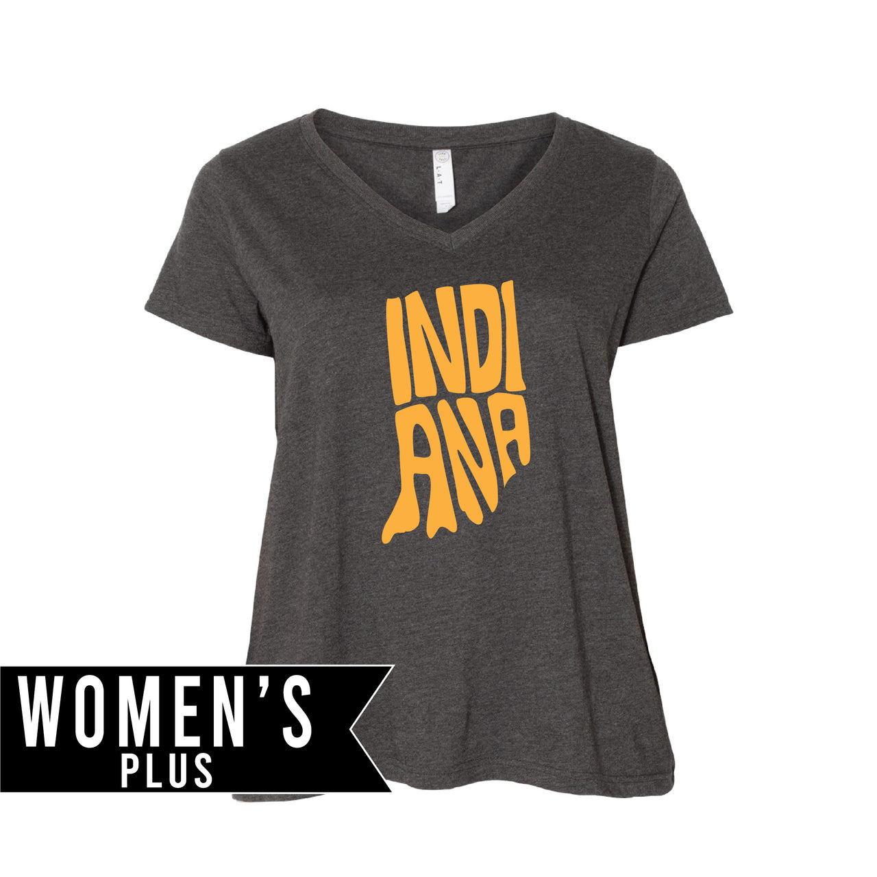 Plus Size Women's Premium Jersey V-Neck Tee - Indiana Letter