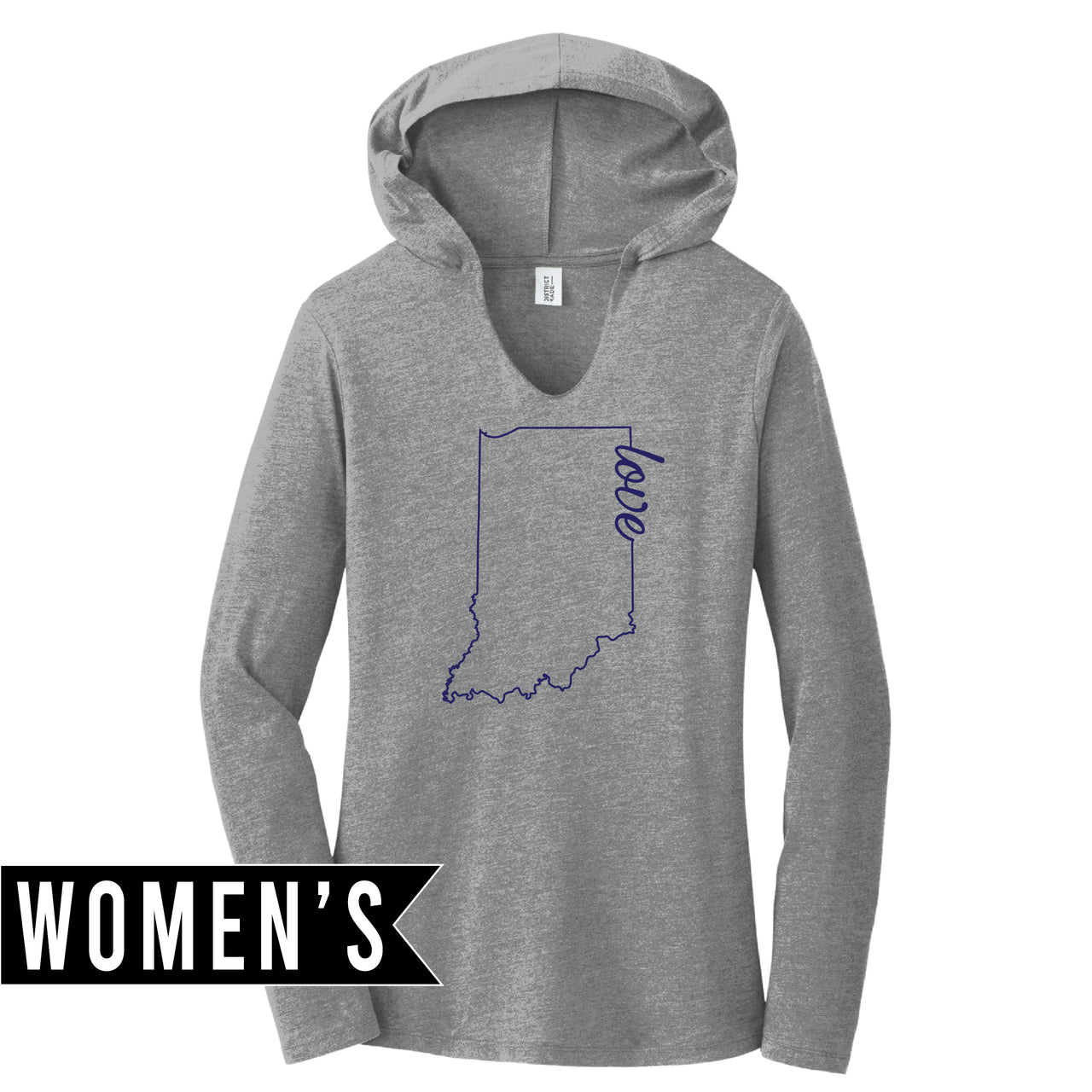 Women’s Perfect Tri Long Sleeve Hoodie - Indiana Outline Love