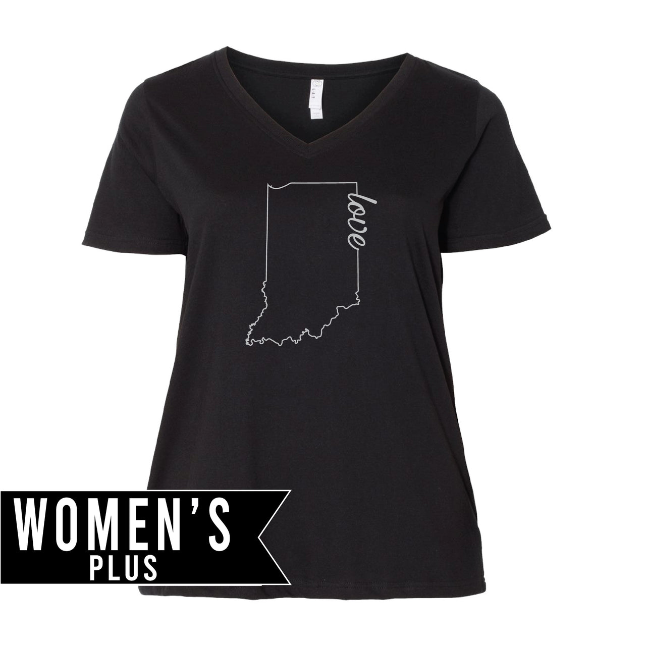 Plus Size Women's Premium Jersey V-Neck Tee - Indiana Outline Love