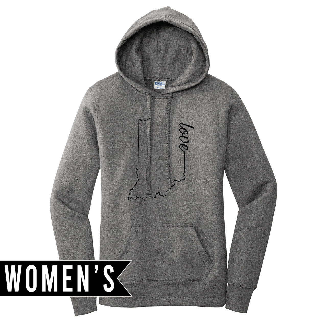 Women's Fleece Pullover Hooded Sweatshirt - Indiana Outline Love