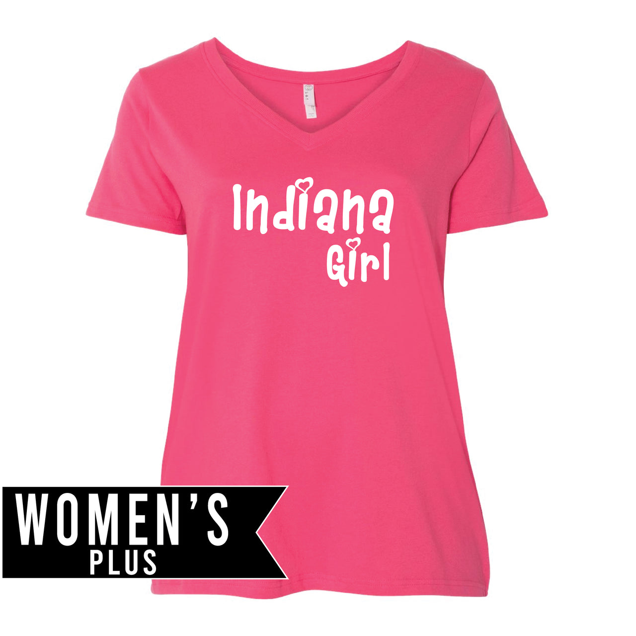 Plus Size Women's Premium Jersey V-Neck Tee - Indiana Girl