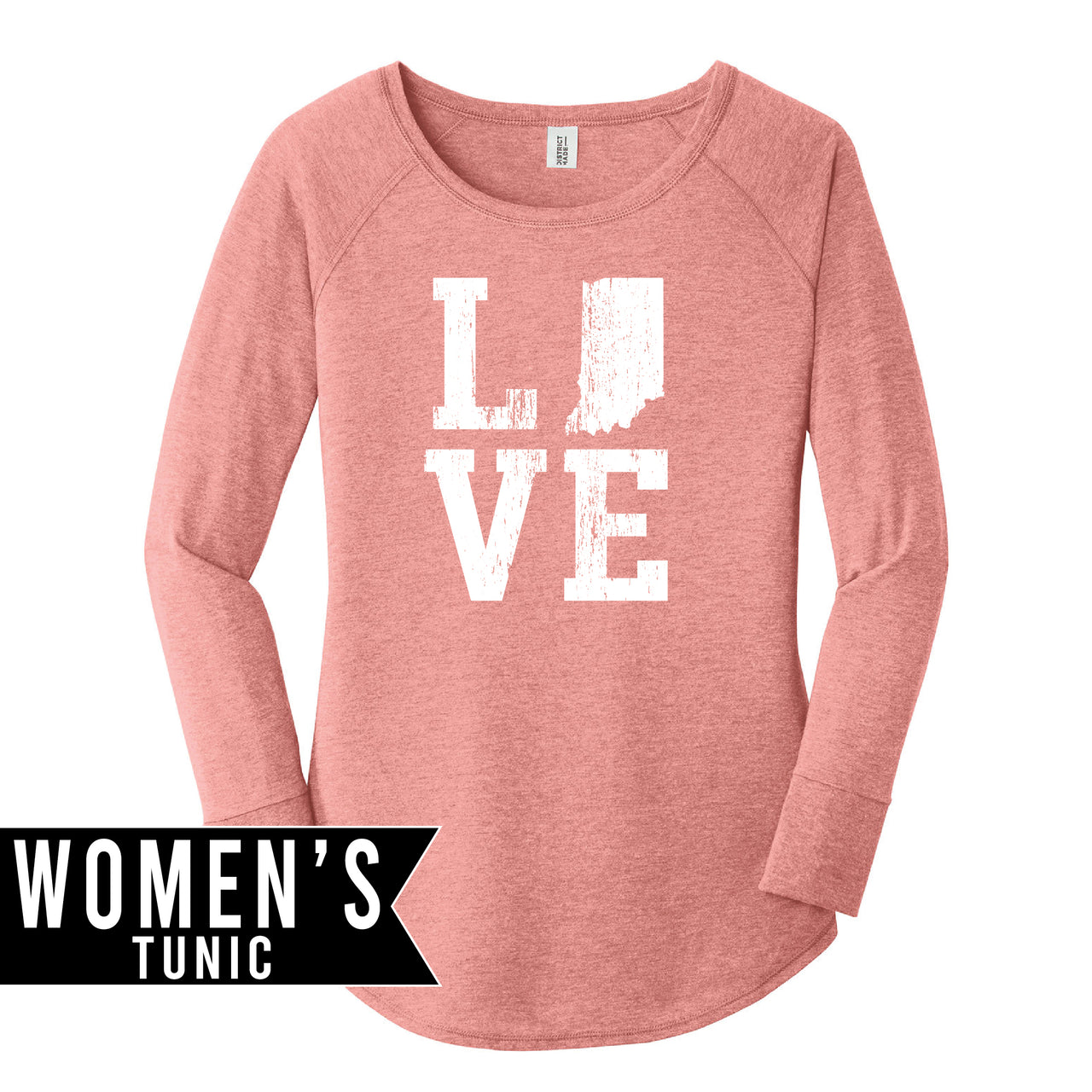 Women’s Perfect Tri Long Sleeve Tunic Tee - Indiana LOVE