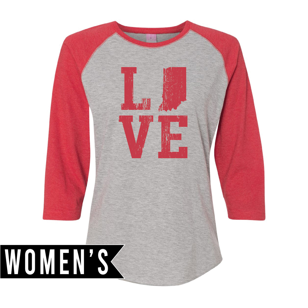 Women's Baseball Jersey 3/4 Sleeve Tee - Indiana Love