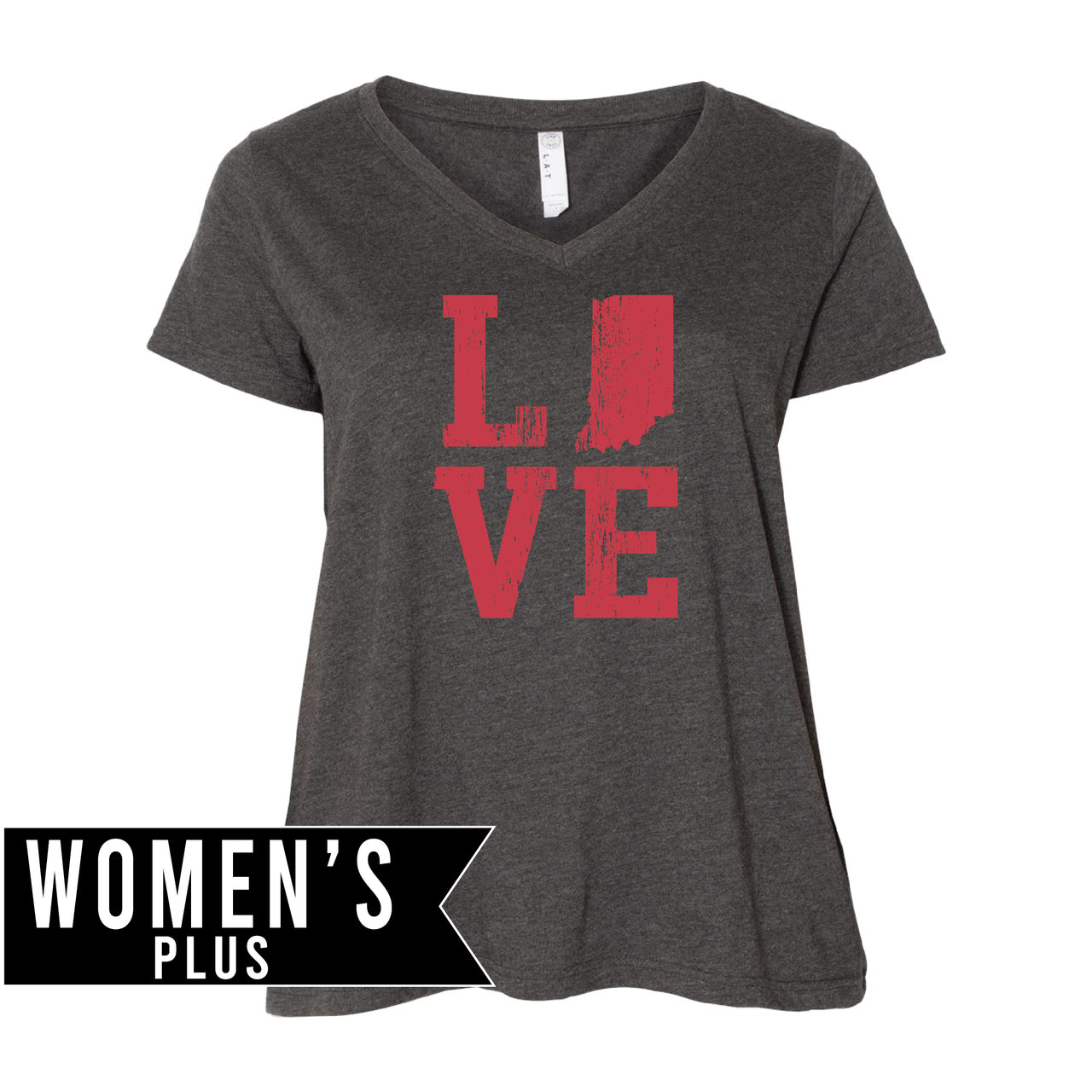 Plus Size Women's Premium Jersey V-Neck Tee - Indiana Love