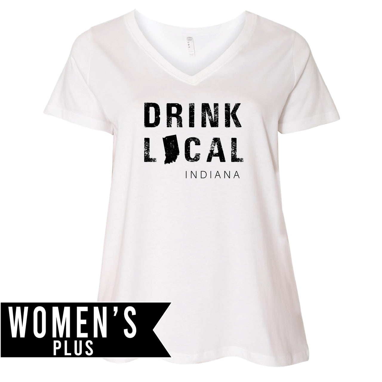 Plus Size Women's Premium Jersey V-Neck Tee - Drink Indiana