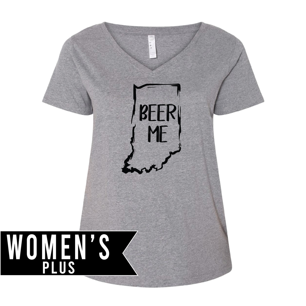 Plus Size Women's Premium Jersey V-Neck Tee - Indiana Beer