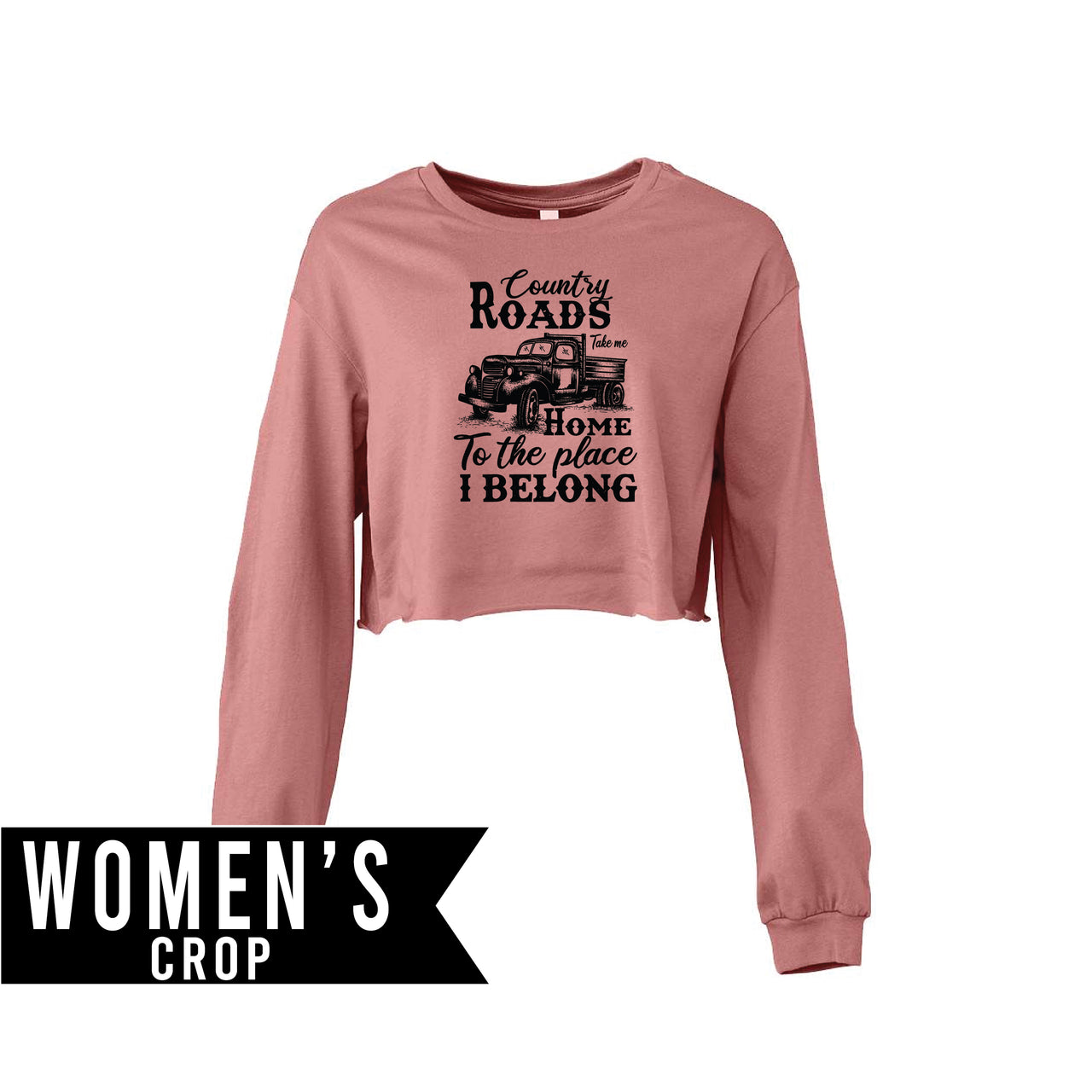 Fashion Women's Crop Long Sleeve Tee - Indiana Country Roads