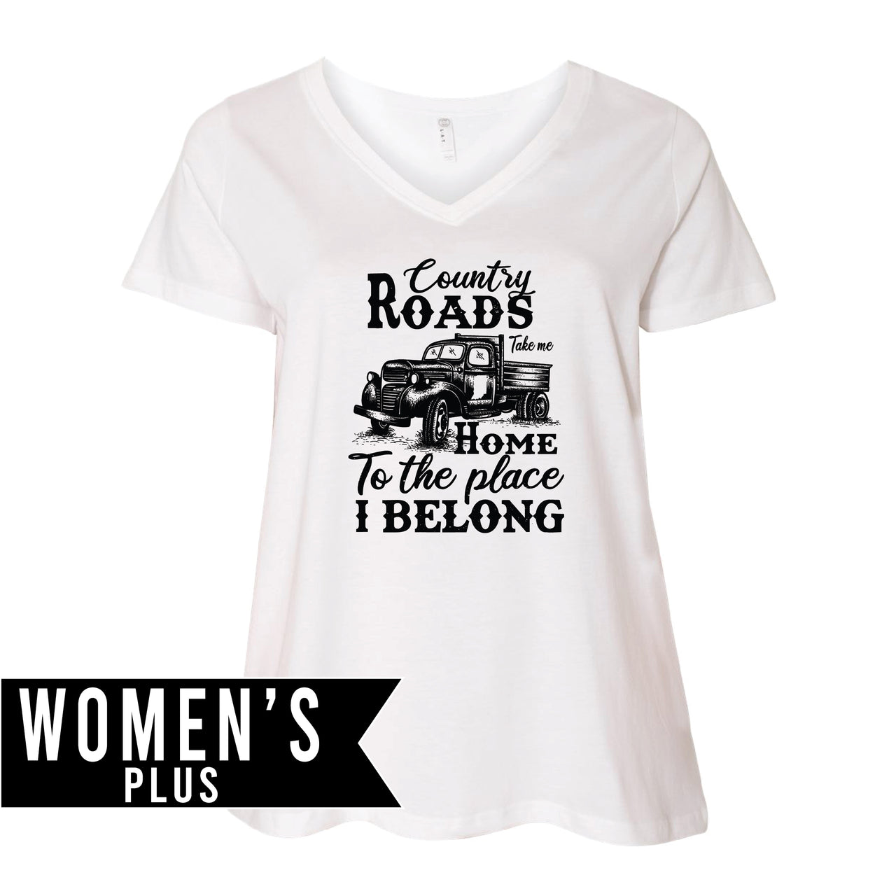 Plus Size Women's Premium Jersey V-Neck Tee - Indiana Country Roads