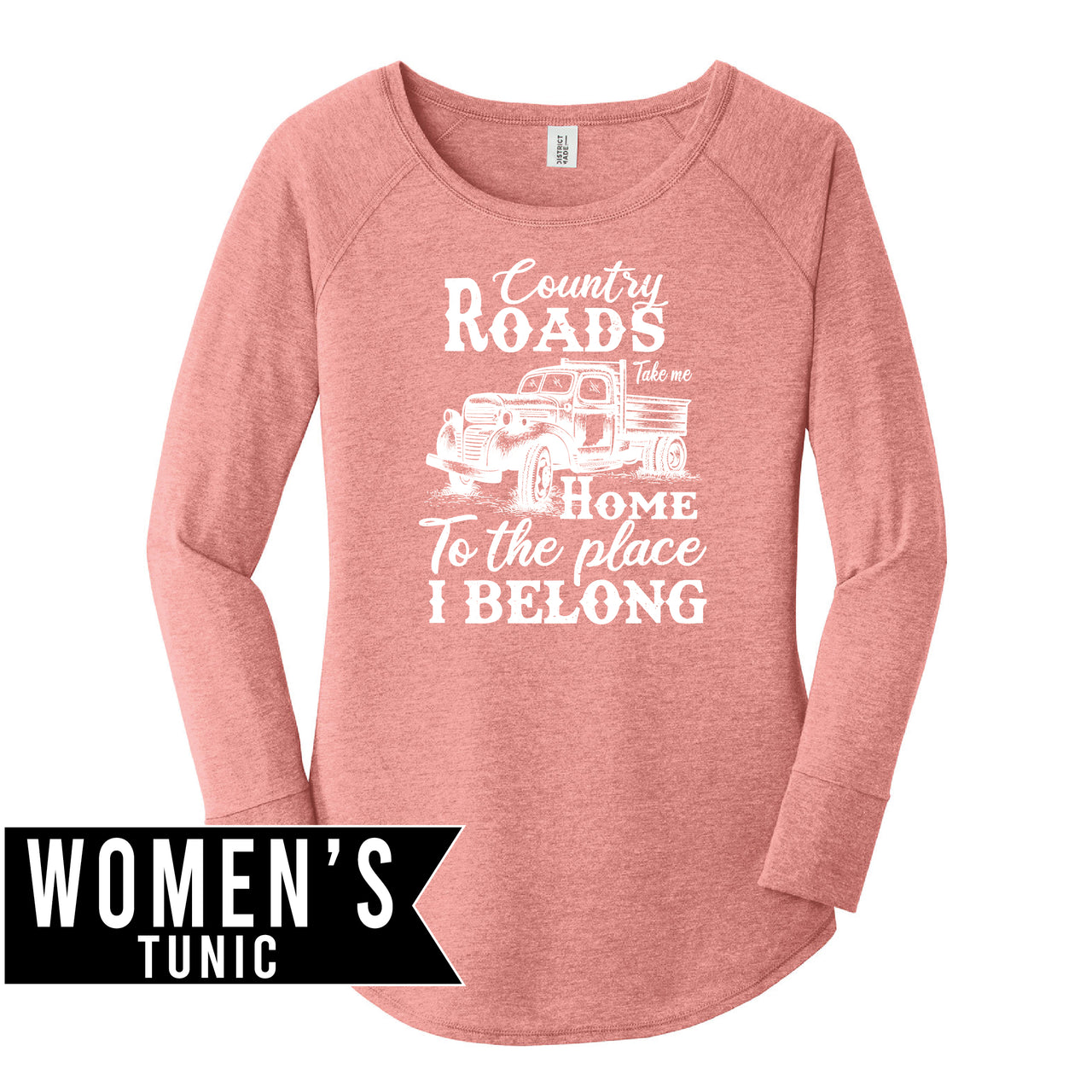 Women’s Perfect Tri Long Sleeve Tunic Tee - Indiana Country Roads