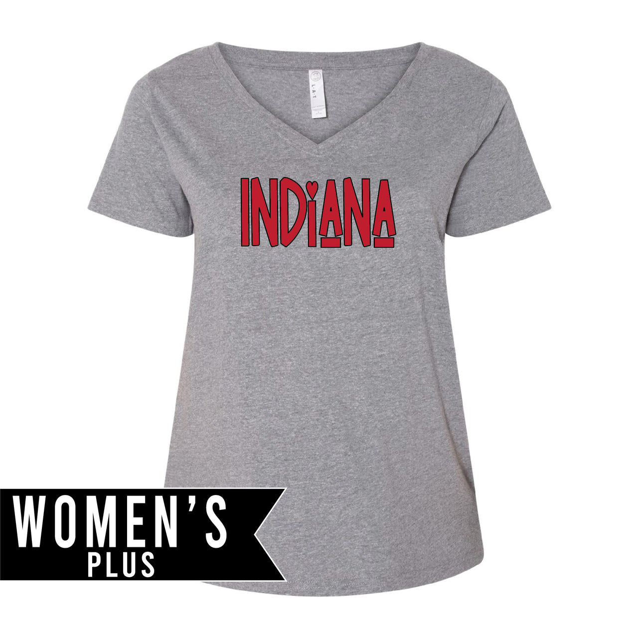 Plus Size Women's Premium Jersey V-Neck Tee - Indiana Heart