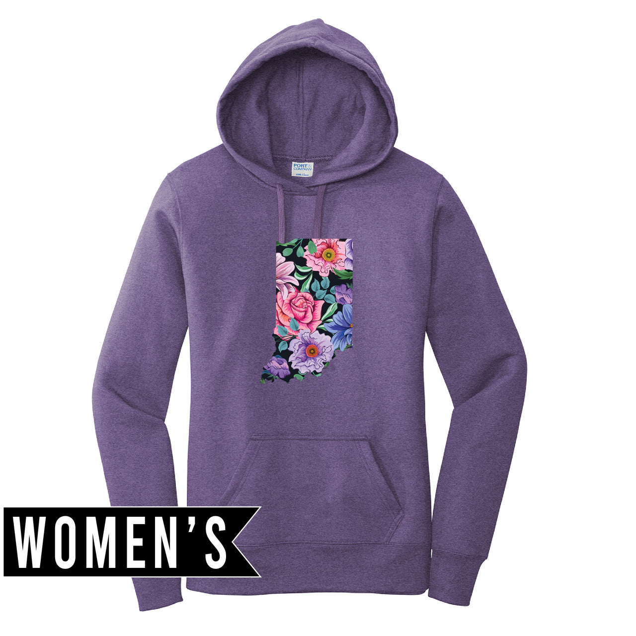 Ladies Core Fleece Pullover Hooded Sweatshirt - Floral Indiana