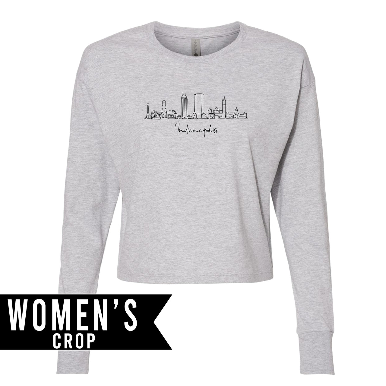 Women's Long Sleeve Modest Crop - Indianapolis Skyline