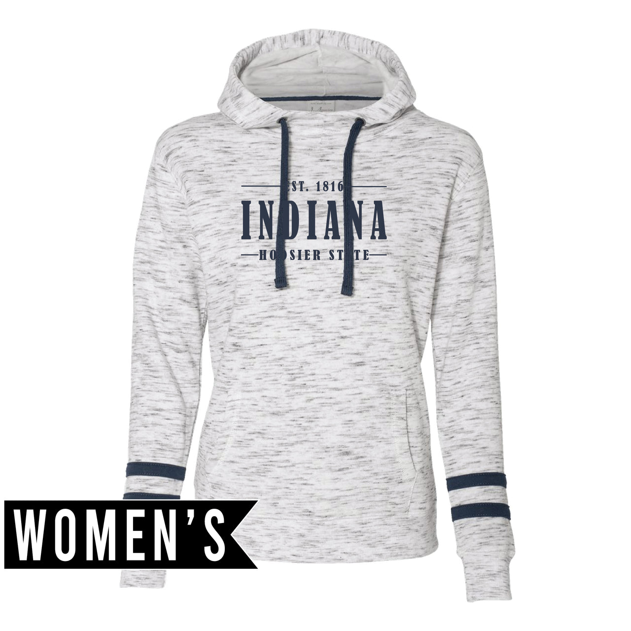 Women’s Fleece Striped - Sleeve Hooded Sweatshirt - Indiana 1816