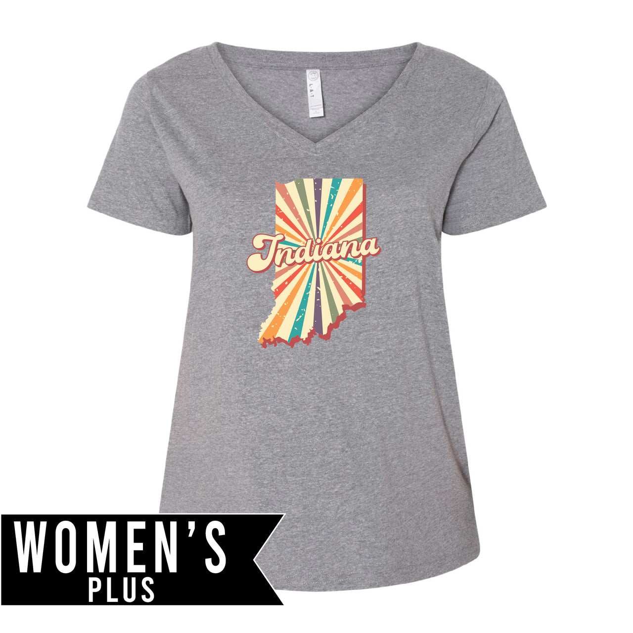 Plus Size Women's Premium Jersey V-Neck Tee - Indiana Retro