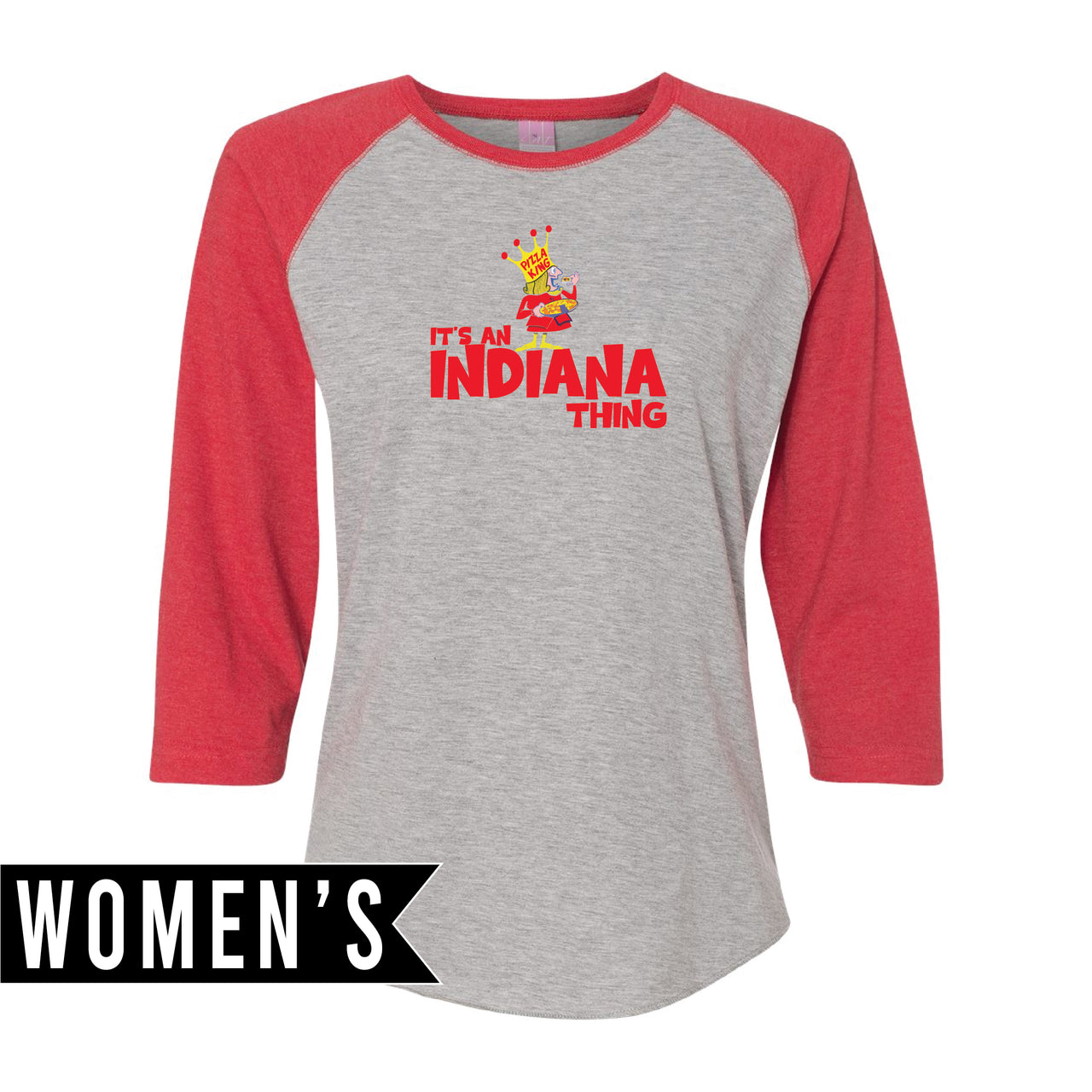 Women's Baseball Jersey 3/4 Sleeve Tee - Indiana Pizza