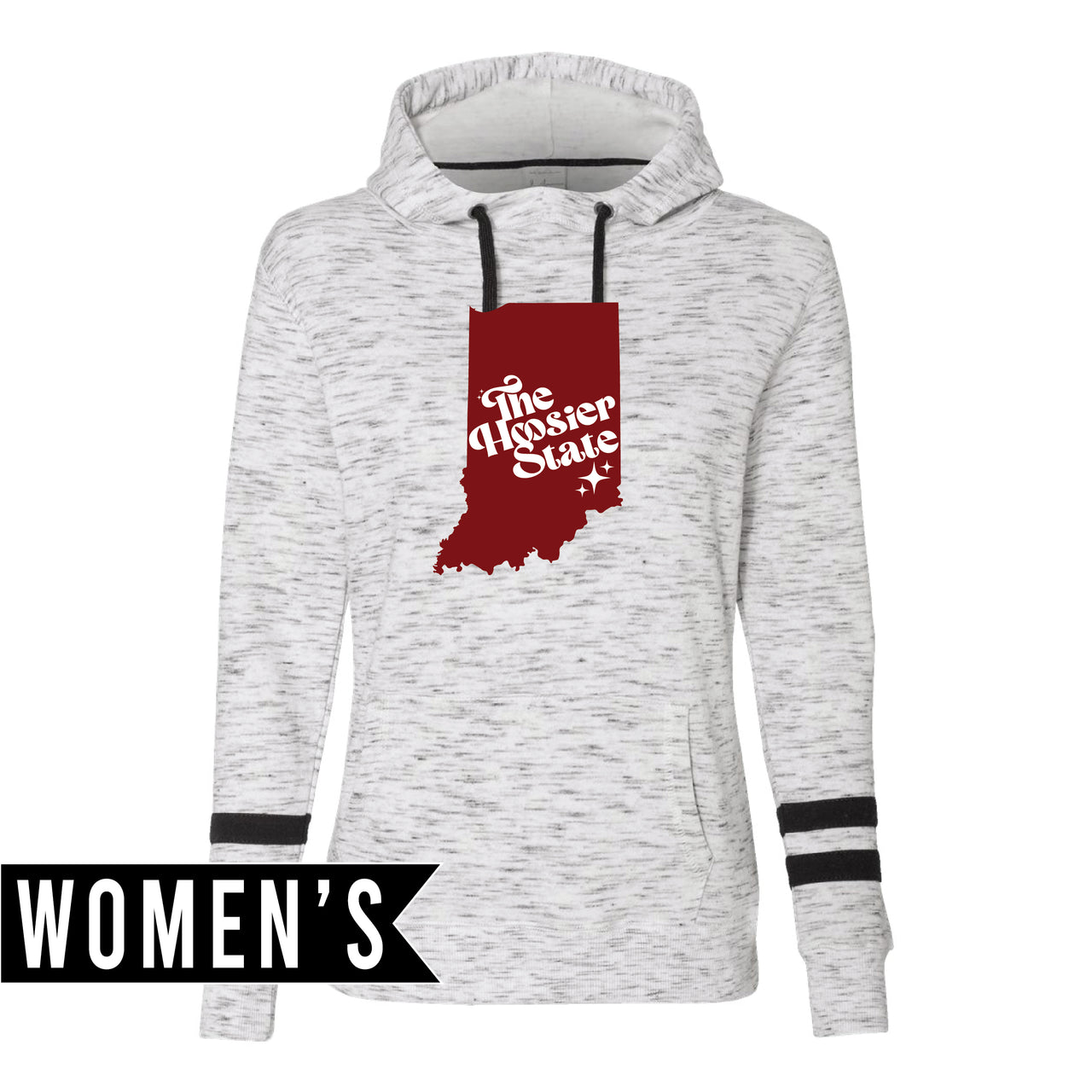 Women’s Fleece Striped - Sleeve Hooded Sweatshirt - Hoosier State
