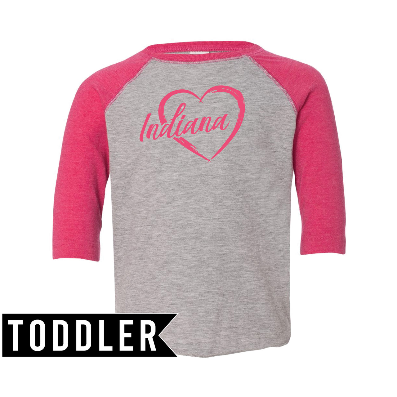 Toddler Baseball Fine Jersey Three-Quarter Sleeve Tee - Indiana