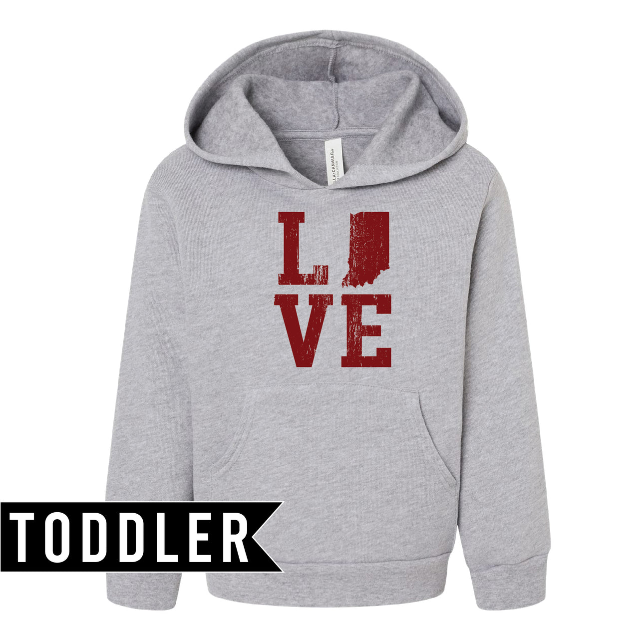 BELLA + CANVAS - Toddler Sponge Fleece Pullover Hoodie - Indiana Love