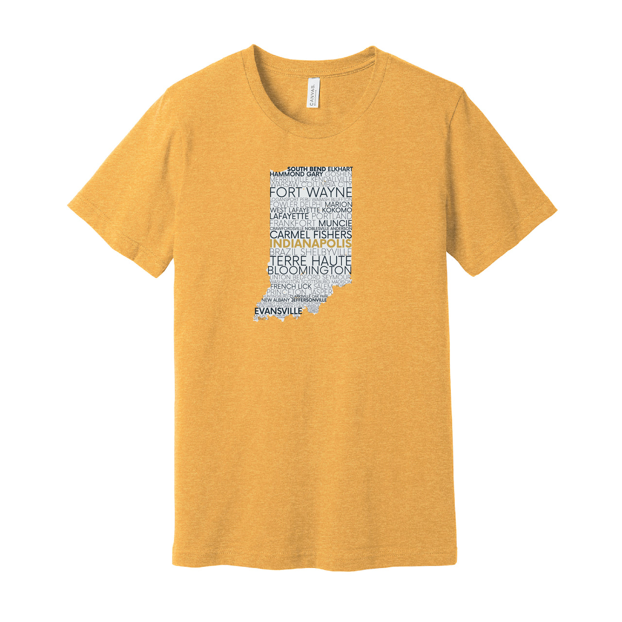 BELLA+CANVAS Unisex Heather Short Sleeve Tee - Indiana Cities