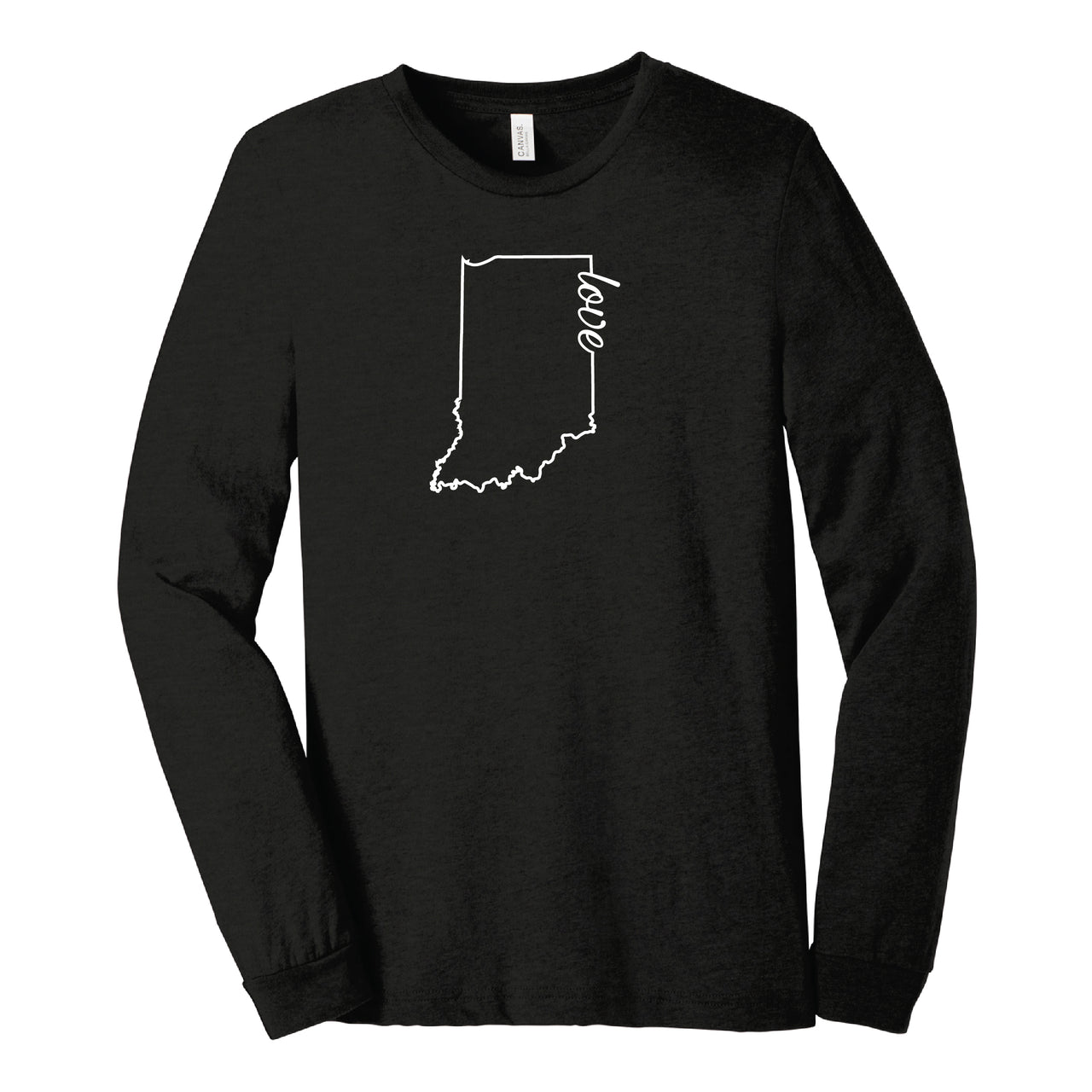 BELLA+CANVAS Unisex Triblend Long Sleeve Tee - Indiana Outline Love