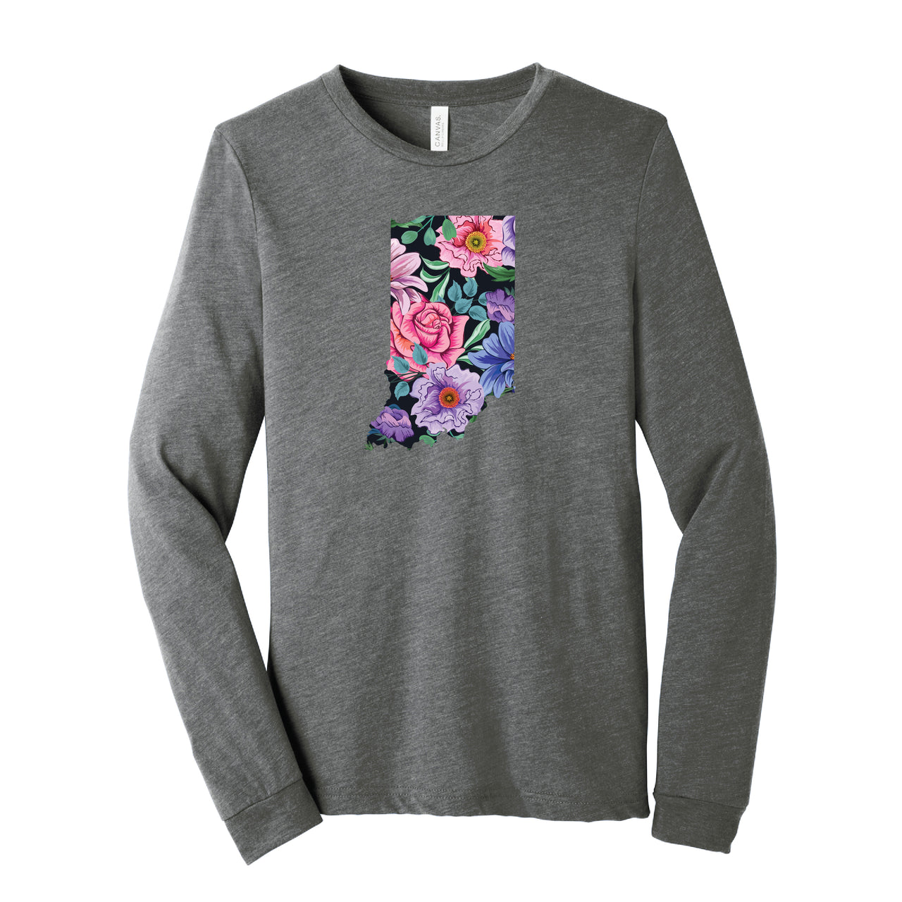 BELLA+CANVAS Unisex Triblend Long Sleeve Tee - Floral Indiana