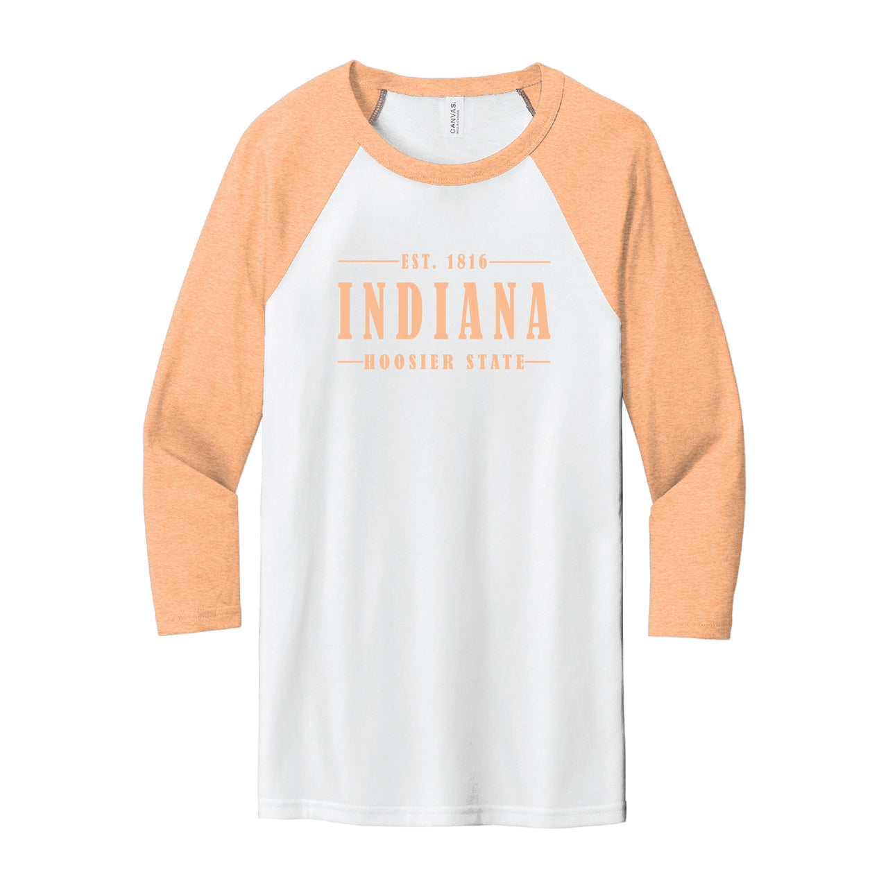 BELLA+CANVAS Unisex 3/4 Sleeve Baseball Tee - Indiana 1816