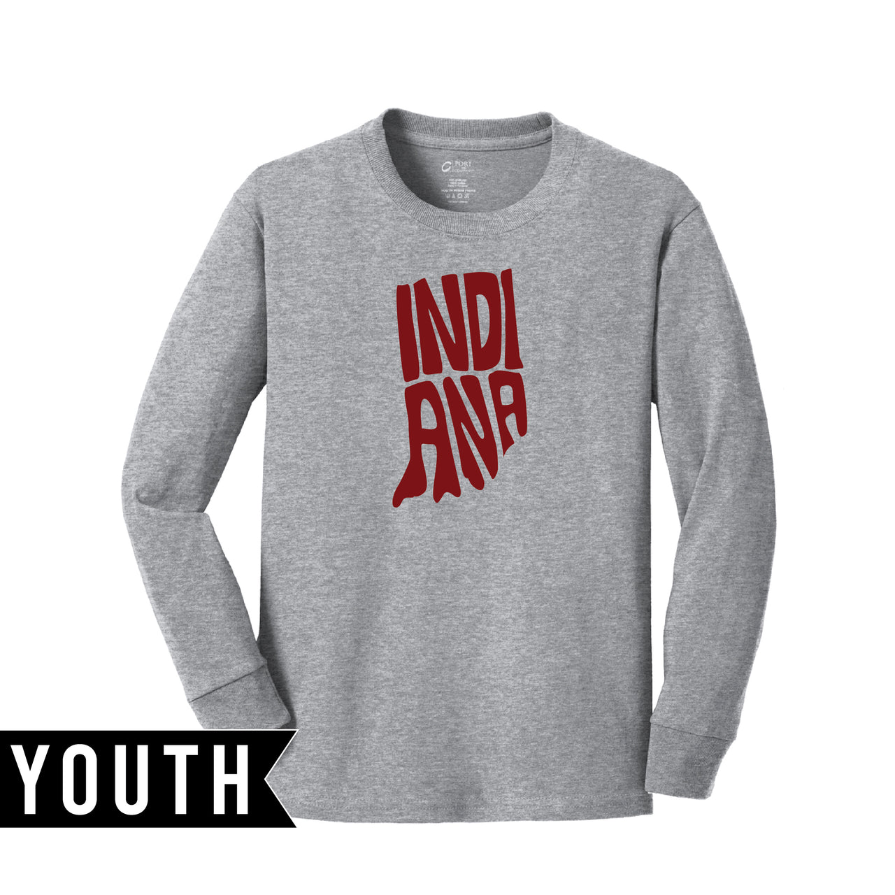 Youth Long Sleeve Cotton Tee - Indiana Letter