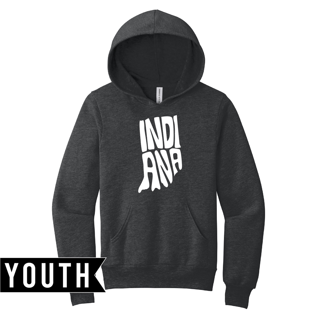 BELLA+CANVAS Youth Sponge Fleece Pullover Hoodie - Indiana Letter