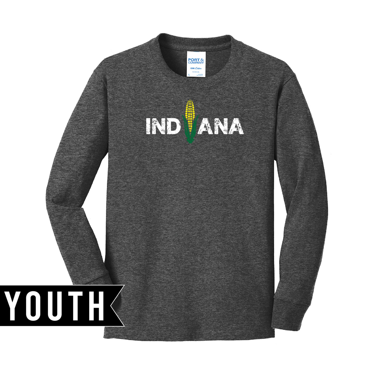 Youth Long Sleeve Cotton Tee - Indiana Corn