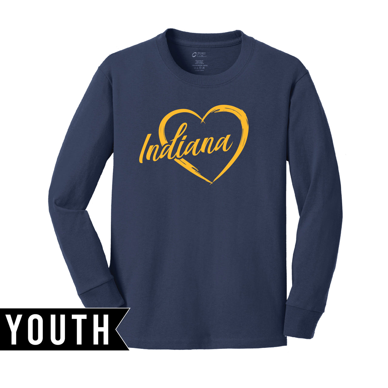 Youth Long Sleeve Cotton Tee - Indiana