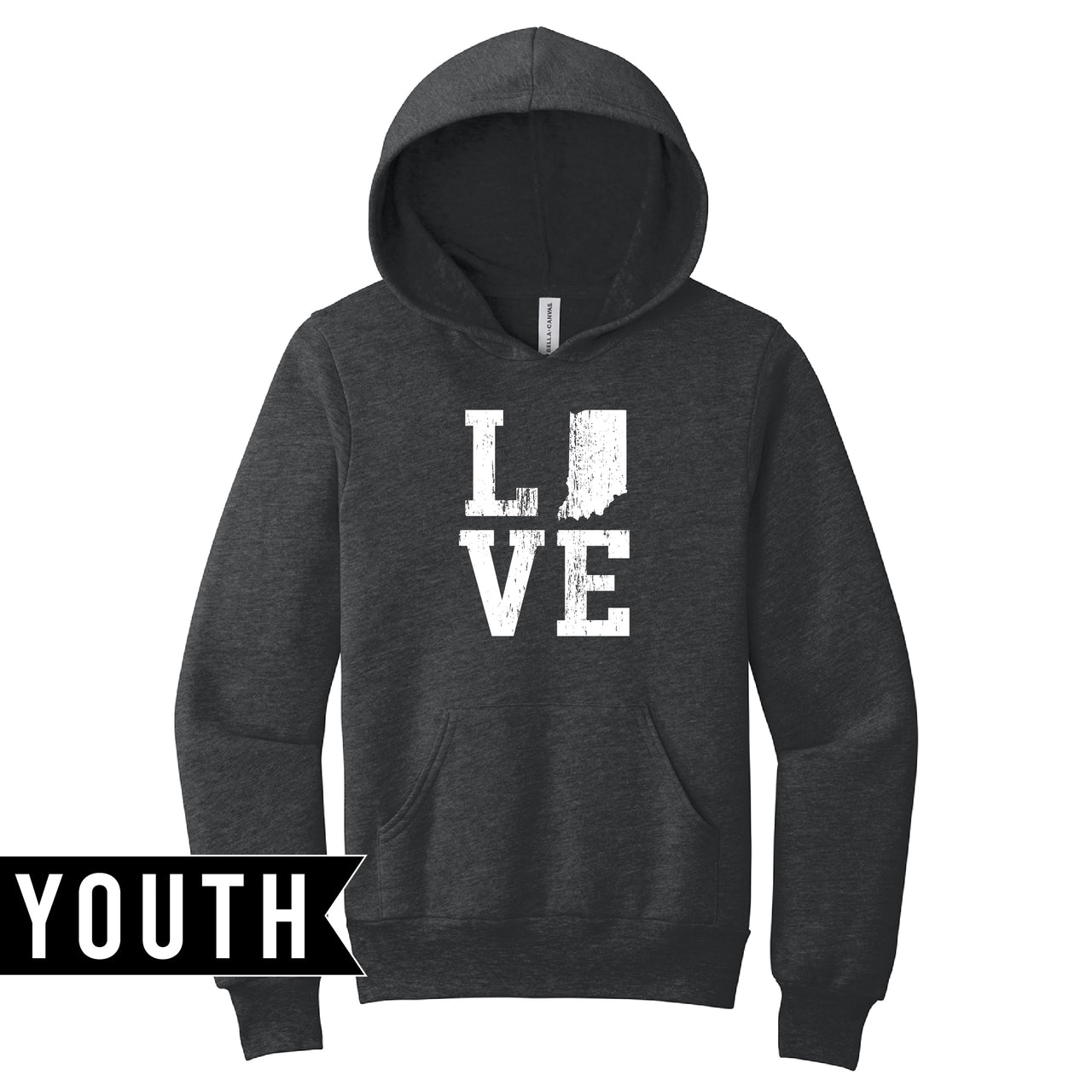 BELLA+CANVAS Youth Sponge Fleece Pullover Hoodie - Indiana Love