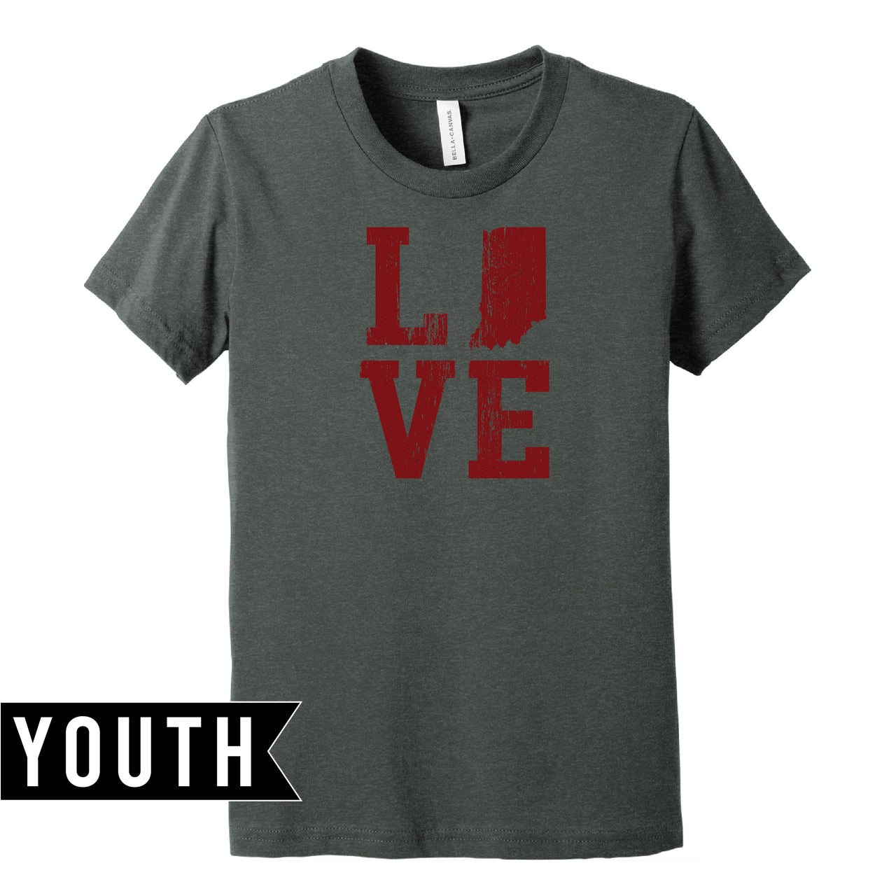 BELLA+CANVAS Youth Heather Tee - Indiana Love