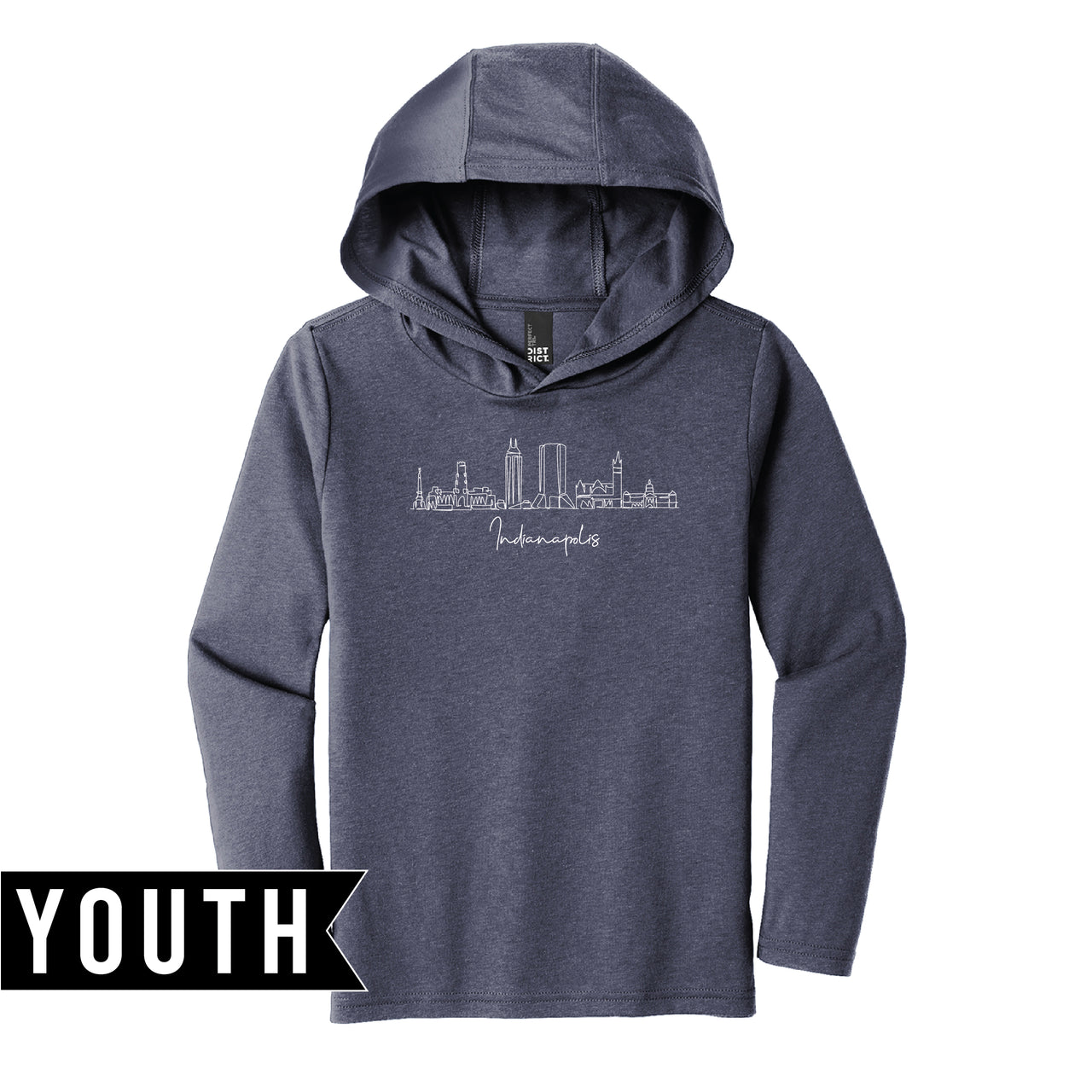 Youth Perfect Tri Long Sleeve Hoodie - Indianapolis Skyline