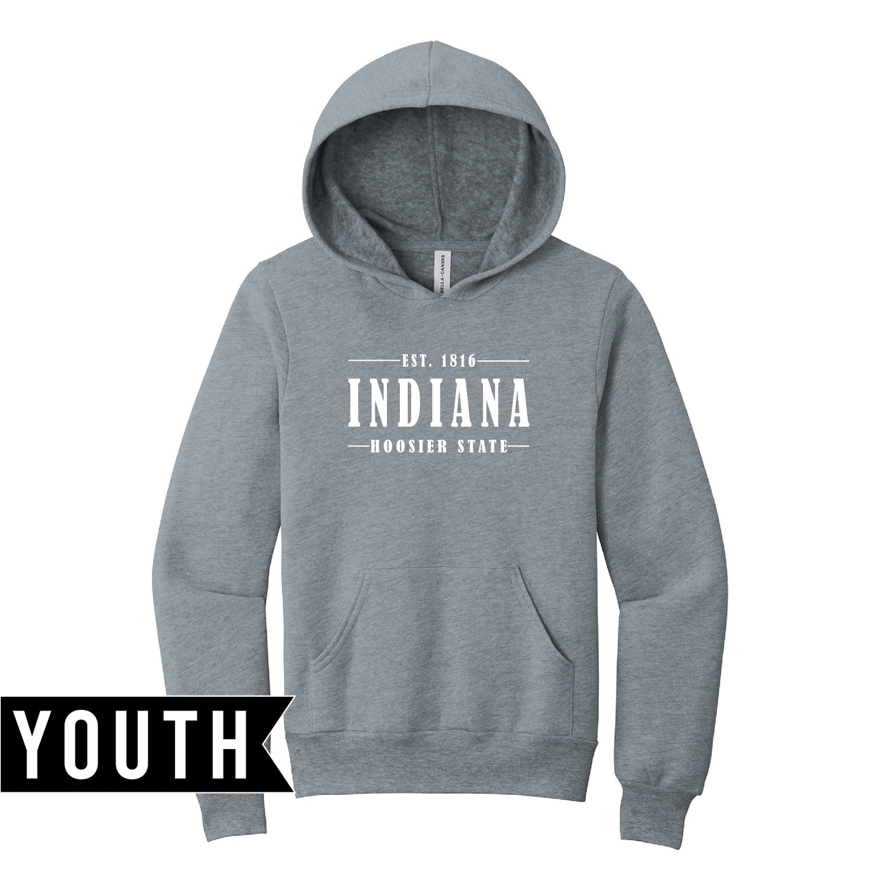 BELLA+CANVAS Youth Sponge Fleece Pullover Hoodie - Indiana 1816