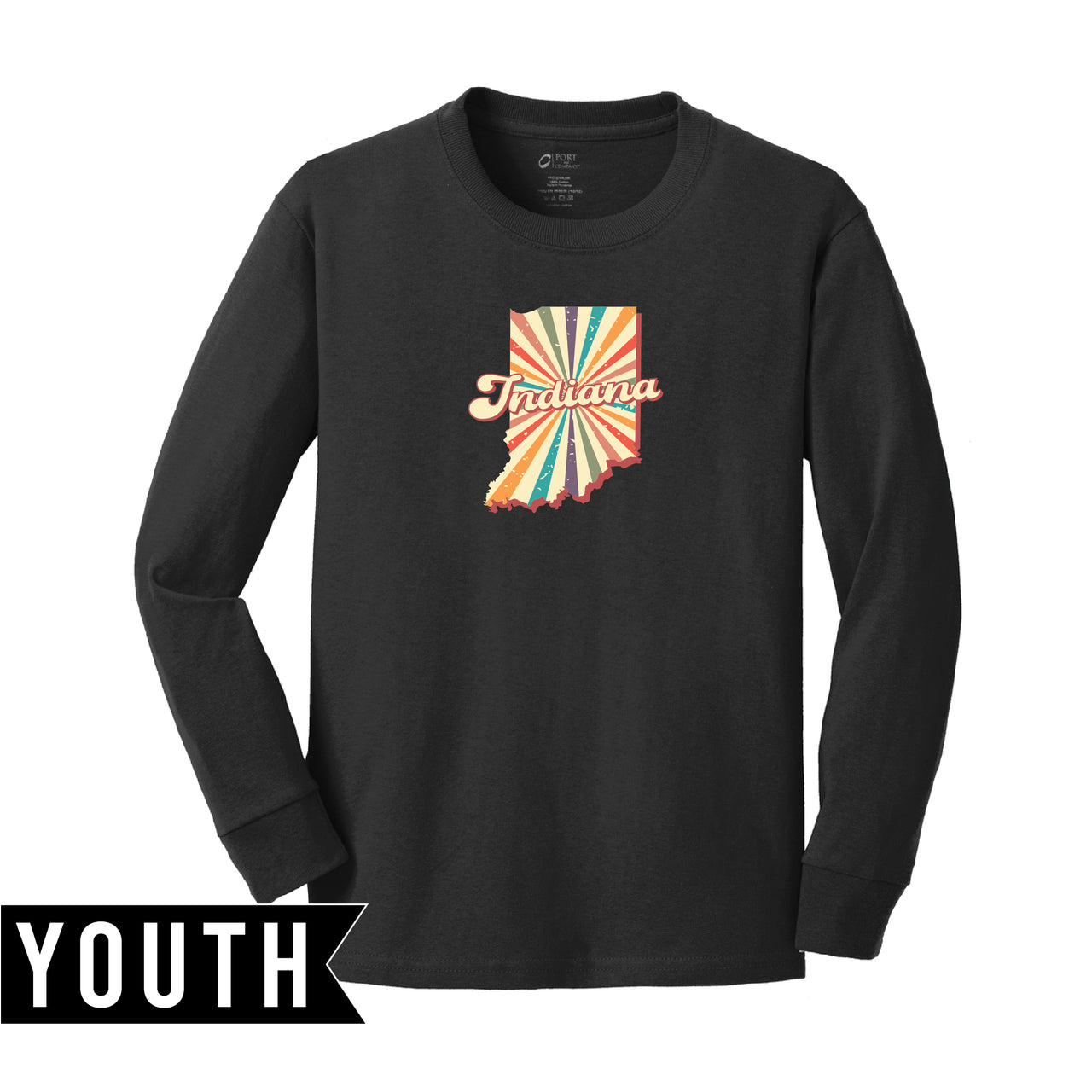 Youth Long Sleeve Cotton Tee - Indiana Retro