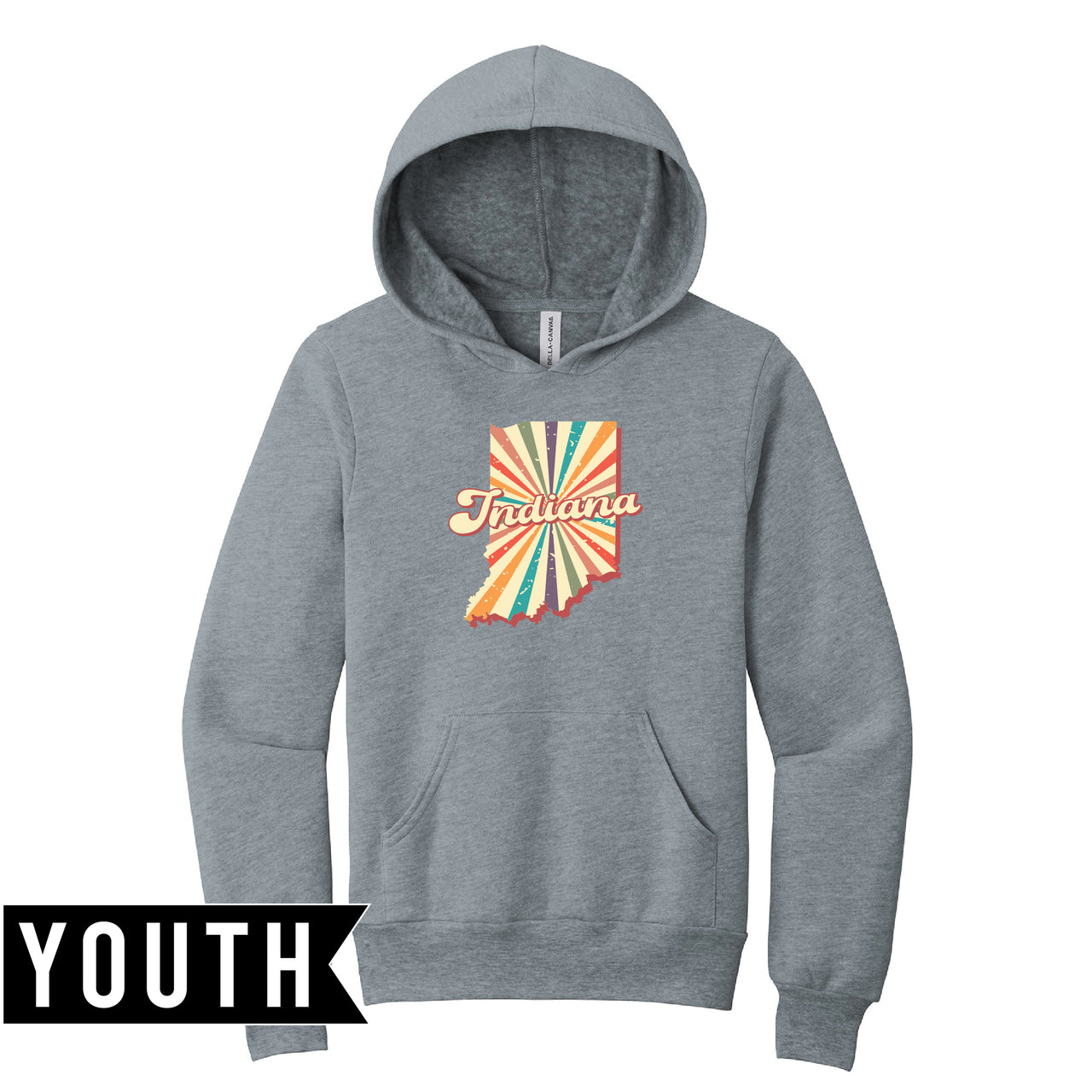 BELLA+CANVAS Youth Sponge Fleece Pullover Hoodie - Indiana Retro