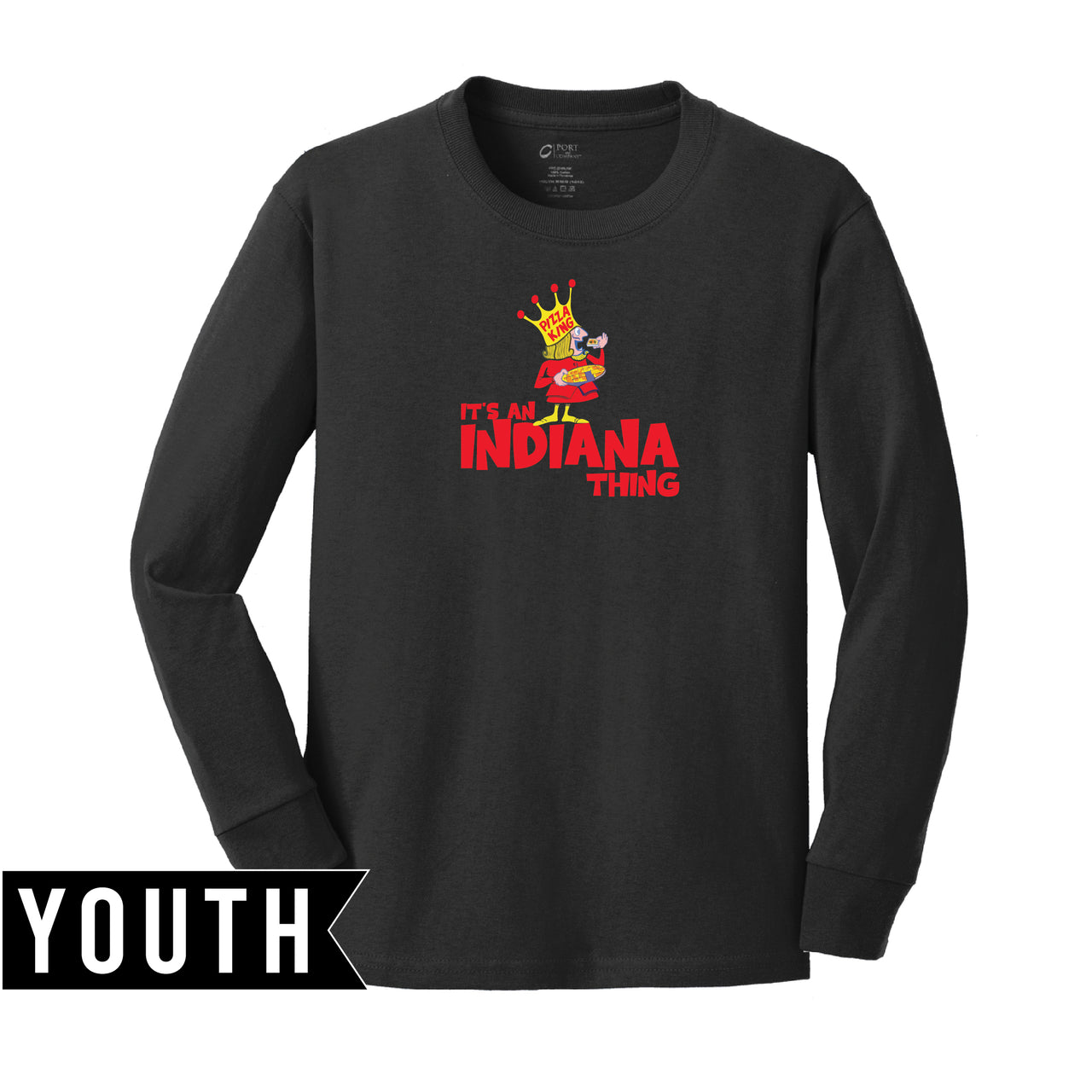 Youth Long Sleeve Cotton Tee - Indiana Pizza