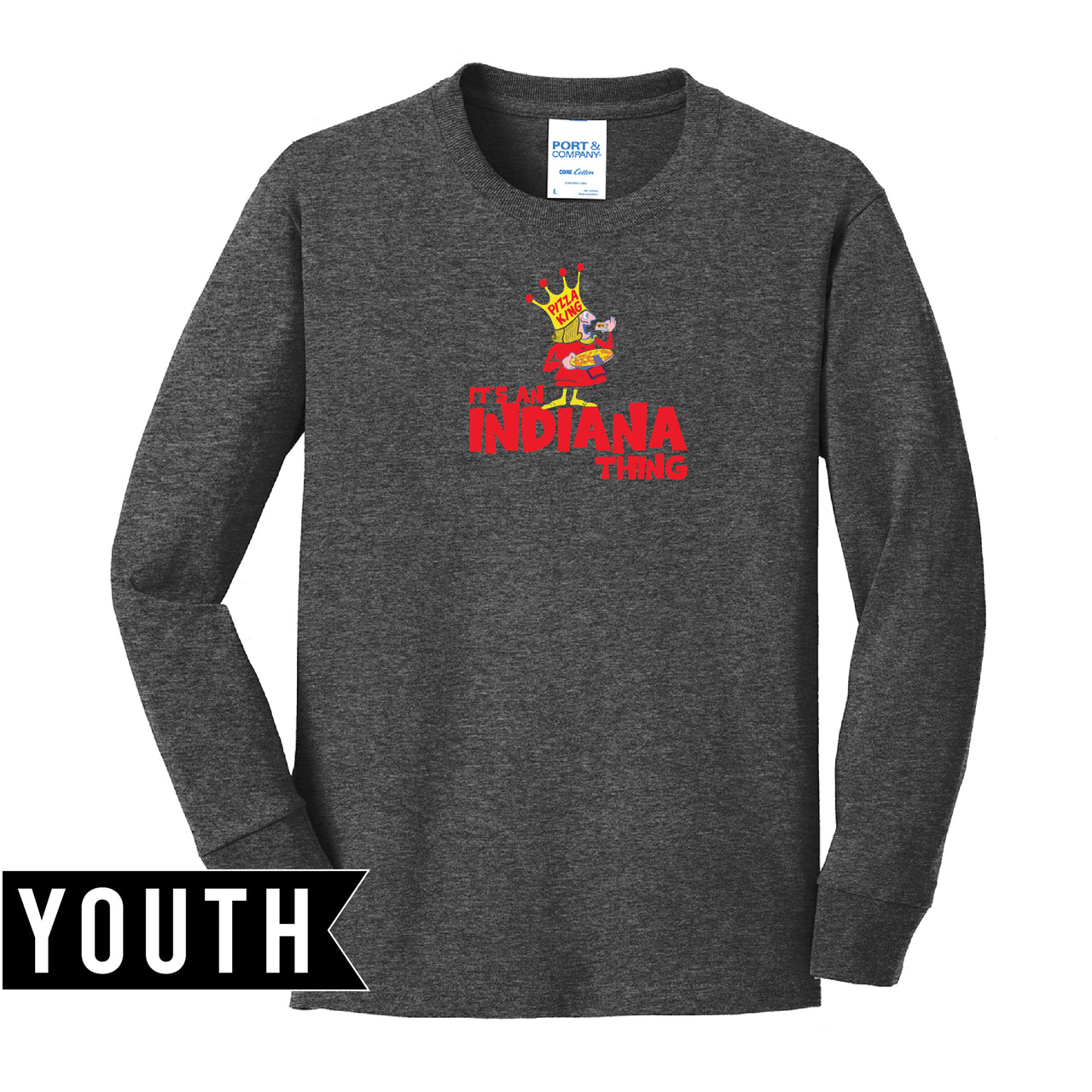 Youth Long Sleeve Cotton Tee - Indiana Pizza