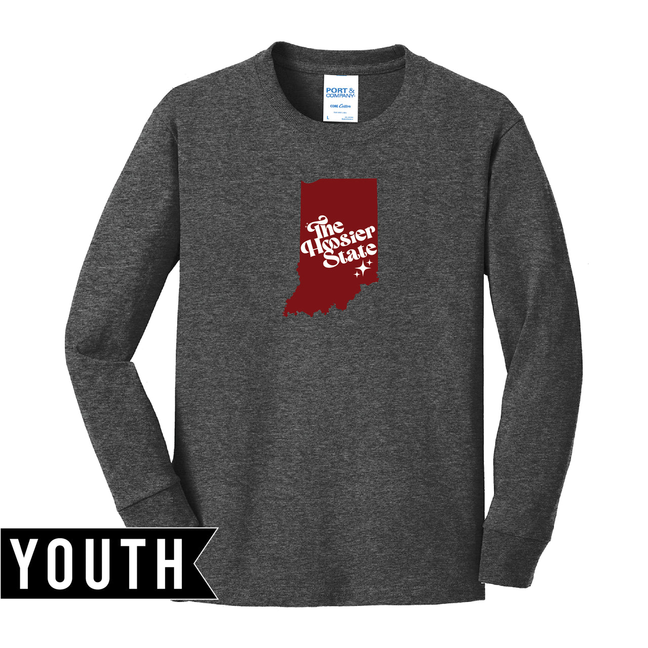 Youth Long Sleeve Cotton Tee - Hoosier State