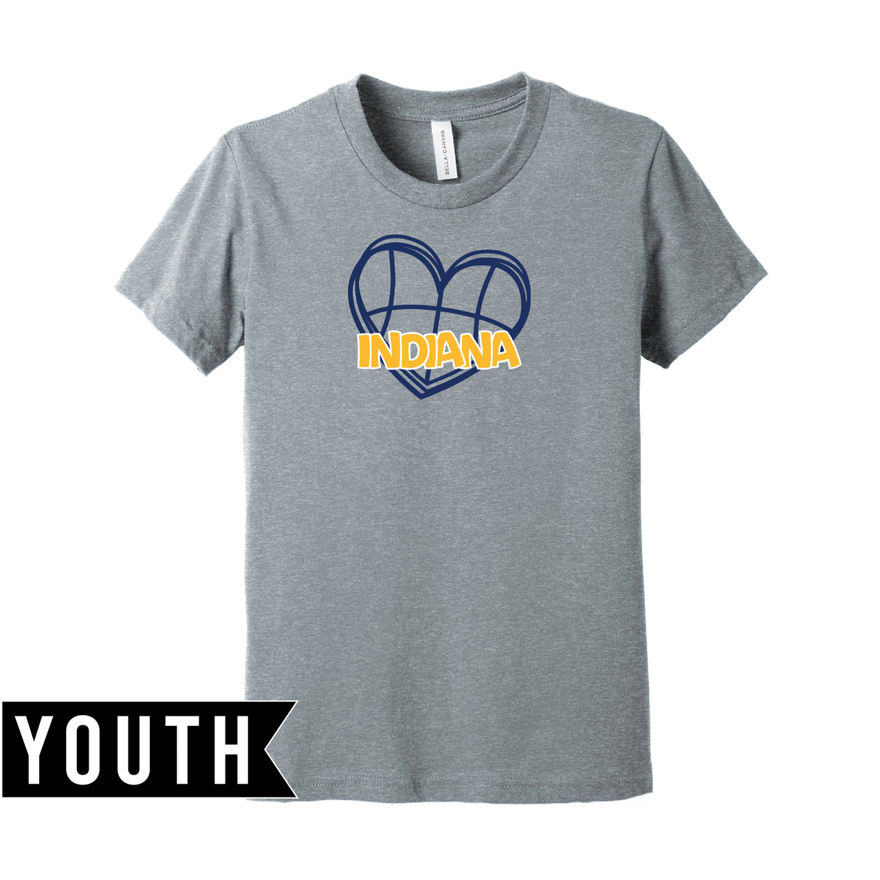 BELLA+CANVAS Youth Heather Tee - Indiana Basketball