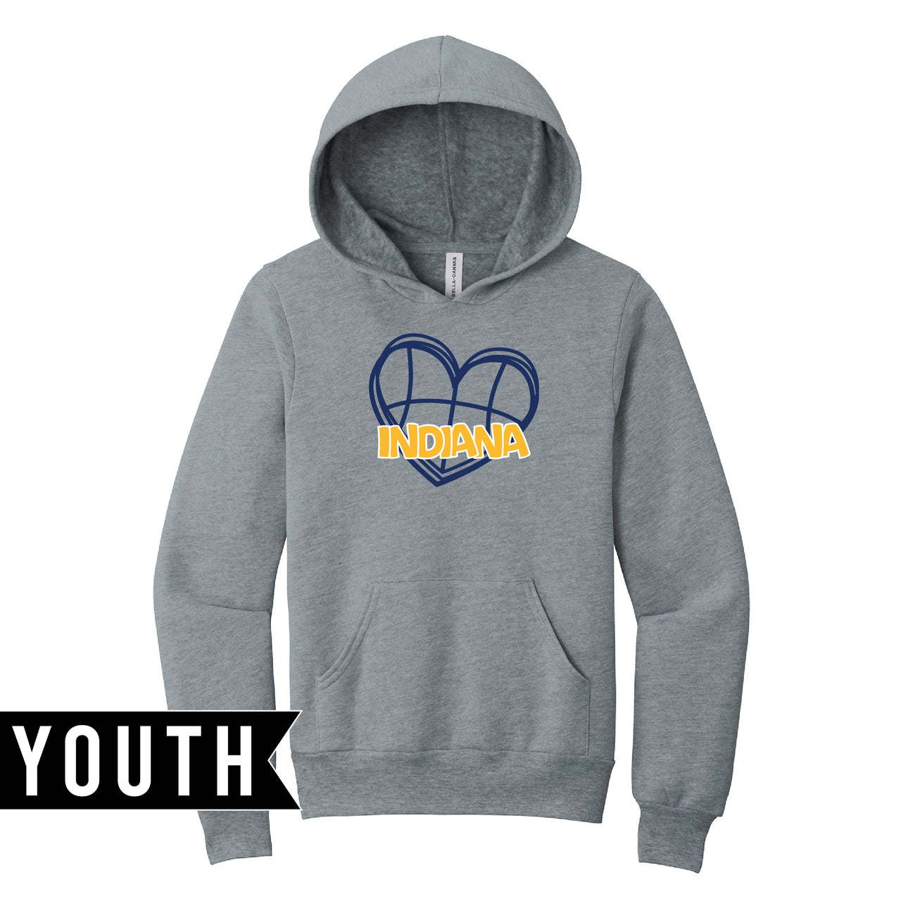 BELLA+CANVAS Youth Sponge Fleece Pullover Hoodie - Indiana Basketball